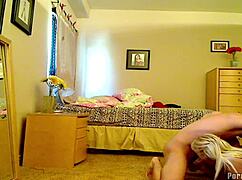 Blonde teen twins in hardcore babysitter 3some kiss