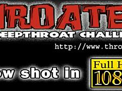 the teen slut attempts to engulf the monster cock in a rough sucking contest