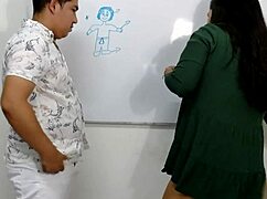 the slutty teacher teaches anatomy by fucking and swallowing cum, her big tits are amazing