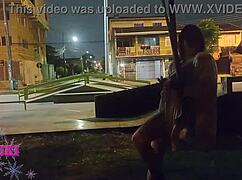 my friends took me to the street for a wild behind-the-scenes adventure with curvy flashing, hairy pussy, and big cock group cum