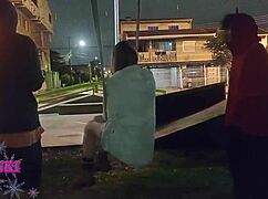 my friends took me to the street for a wild behind-the-scenes adventure with curvy flashing, hairy pussy, and big cock group cum