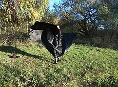 Dance of Leylakh 2 - Mature Amateur in Bikini Shows Natural Tits Outdoors in Public Lingerie Performance