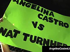 bbw angelina castro sucks nat turnher's bbc in the fight cage!