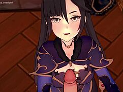 Mona from Genshin Impact craves giving sticky handjobs