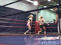 Passionate Lesbian Wrestling Shaved Pussy Muff Diving Rimjob Lick Fingering Small Tits Fightandlickc 062