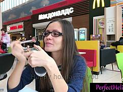 Hot girl gives public blowjob to stranger at resort