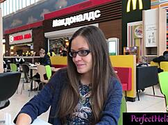 Hot girl gives public blowjob to stranger at resort