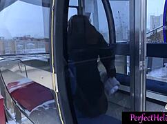 Hot girl gives public blowjob to stranger at resort