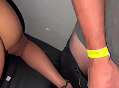 My cuckold watches me cum hard on another dick in the swing, condom bursts, I clean his cock at the hot bar.