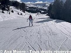 Ava Moore Surprised by Skiers While Pleasuring Her Ass in Public Orgasm