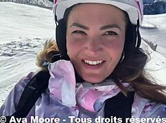 Ava Moore Surprised by Skiers While Pleasuring Her Ass in Public Orgasm