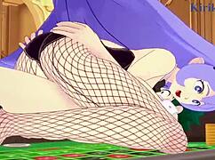 Nejire Hado and Tsuyu Asui with Izuku Midoriya in Bunny Girl Hentai Action