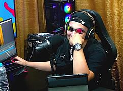 latina brazilian redhead flora vip gets sensual in podcast interview, showing breasts and cock