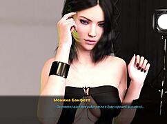 Anime girl shows tits at work