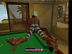Detailed scene of playing on the pool table