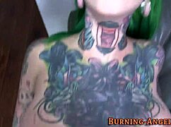 watch this tattooed emo chick masturbating until she gets a facial.