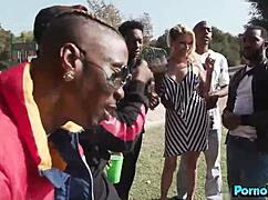 Cindy Crawford Takes Big Black Cocks In Park Gangbang