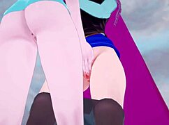 Anna warms Elsa's pussy in lesbian frozen