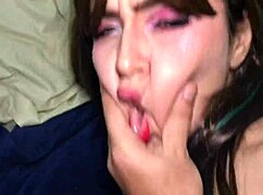 small girl with blue eyes and nice ass rides dick deepthroat creampie