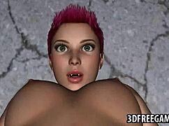 3d redhead lesbian babe gets wet pussy licked