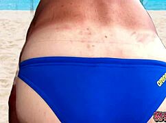 Do You Like Secret School Handjobs with Cocks Peeking from Swimsuits Outdoors?