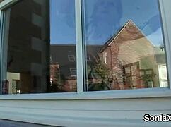 unfaithful british mature lady sonia flaunts her huge boobs in sexy lingerie for solo fun