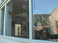 unfaithful british mature lady sonia flaunts her huge boobs in sexy lingerie for solo fun