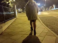 ariela rider flashes shaved pussy and rides big cock in public street