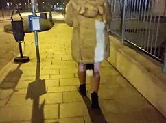 ariela rider flashes shaved pussy and rides big cock in public street