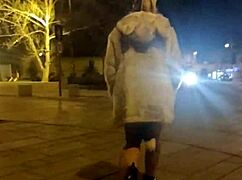 ariela rider flashes shaved pussy and rides big cock in public street