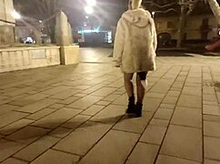 ariela rider flashes shaved pussy and rides big cock in public street