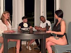 Board game night with friends turns into crazy group sex for all