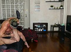 Mature milf bodybuilder fucks arresting policeman with tits, feet, and assplay in quickie