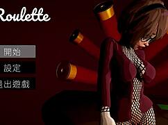 in x roulette 2, curvy girl gets blowbang and bukkake on table