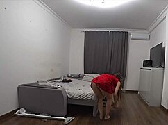 Watch the cuckold spy on his wife getting fucked behind the mirror in real cheating!