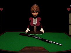 in x roulette 2, curvy girl gets blowbang and bukkake on table