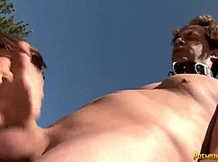 Hey, watch me jerk this mature cock rough in the open air!