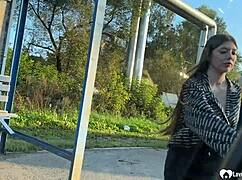 Teasing in Thong While Sucking Alone at Office Desk