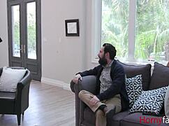 Skinny stepdaughter Audrey Hempburne fucks dad to teach stepmom a hard lesson