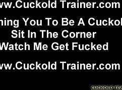 Mistress Humiliates Old Slave in BDSM Session, Denying Him Cum While Cuckolding