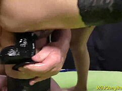 Big Boob Oiled German MILF Gangbanged Hard at Wild Party Orgy