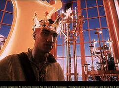 A naive king encounters a burglar in a 3D cartoon fantasy