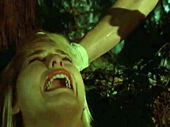 Sexy Blonde Nude Girl With Hairy Boobs In Car Outdoor.