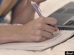 stepdaughter rubs her pussy while cockriding in this storyline roleplay