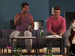 milf in cartoon gives blowjob to young guy in game