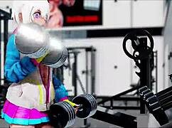 futa action heats up in lewd gym session 2