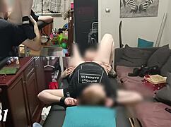 tied up on massage table for intense orgasm