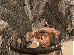 Handsome mega hunk cam heyward gets blowjob at spa retreat in gay cuckold scene