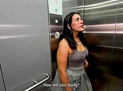 Neighbor fucks flirty girl in elevator