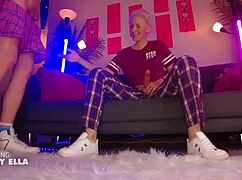 pig slave sucks mistress's strapon until he cums.